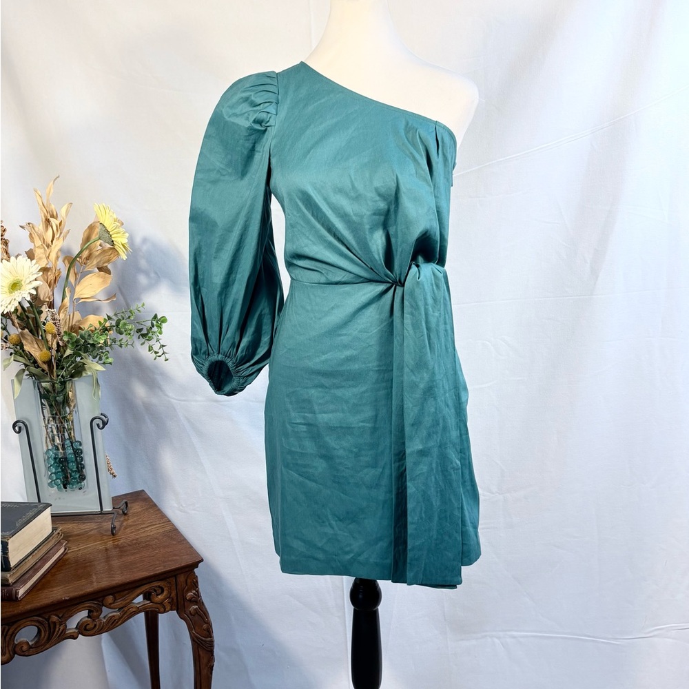 Ted Baker Lauica One Shoulder Linen Blend Mini Dress Turquoise Sz 0 US 2 🧡 - Picture 12 of 12